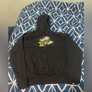 Mens Large Nike Club Fleece Pullover Hoodie Black Logo Twist Embroidery-010